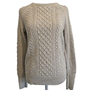GAP Cable Knit Sweater Women’s Size Medium Pullover Light Gray Cotton
